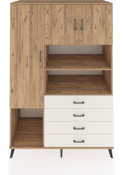 Kronos Dolap 7 Raflı 4 Çekmeceli 3 Kapaklı 132X59X195 Çam-Çam/aytaşı