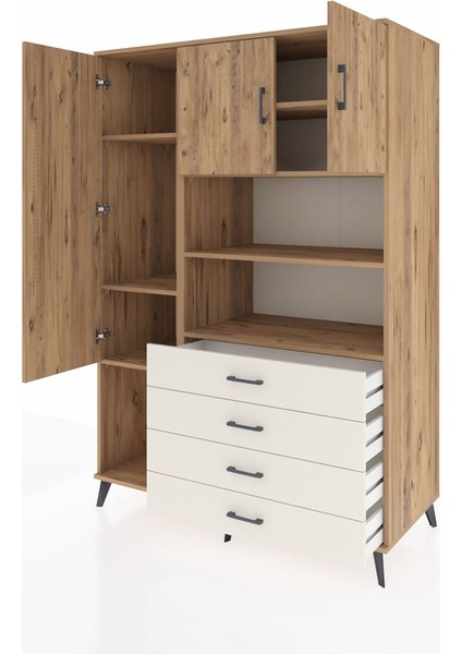 Kronos Dolap 7 Raflı 4 Çekmeceli 3 Kapaklı 132X59X195 Çam-Çam/aytaşı modelleri