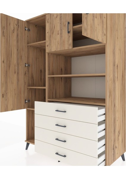 Kronos Dolap 7 Raflı 4 Çekmeceli 3 Kapaklı 132X59X195 Çam-Çam/aytaşı fırsatları