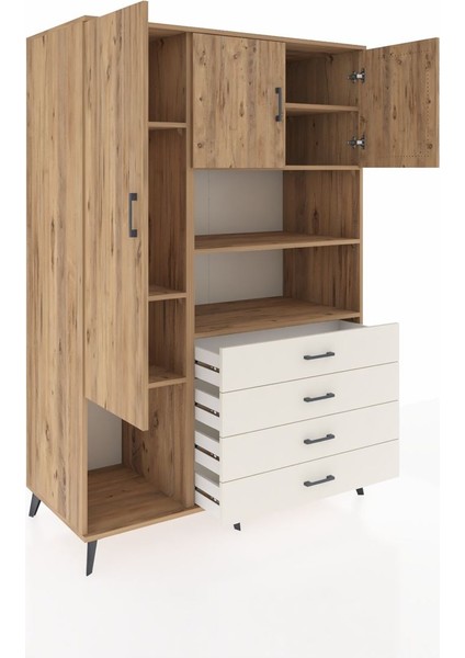 Kronos Dolap 7 Raflı 4 Çekmeceli 3 Kapaklı 132X59X195 Çam-Çam/aytaşı indirimleri