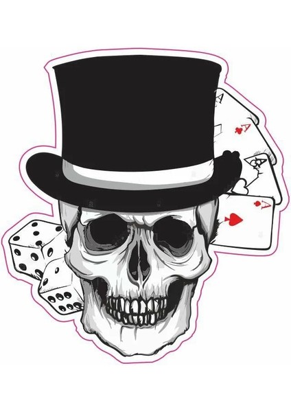 Kabartmalı Yeni Kurukafa Motor ve Oto Sticker 7,5x8 cm Ölçüsünde