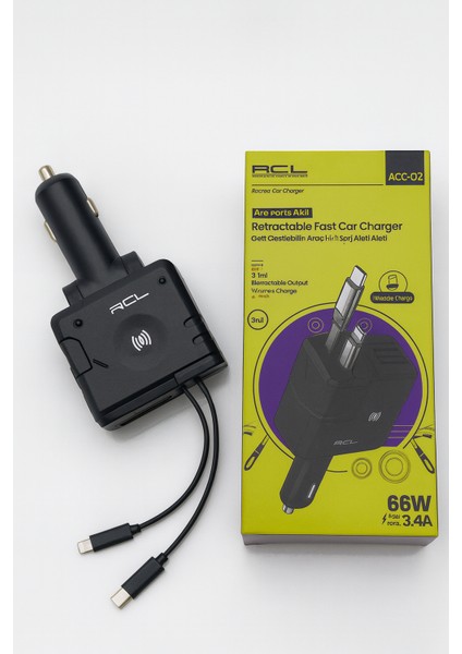 66W Geri Çekilebilir Hızlı Araç Şarj Aleti (4’ü 1 Arada fiyatları