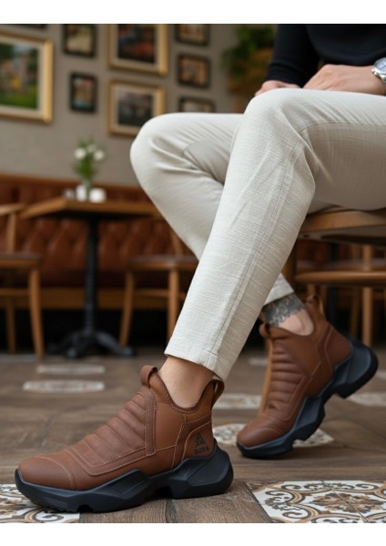 ET0401 Bağcıksız Rahat Yüksek Taban Taba Erkek Spor Yarım Bilek Bot modelleri