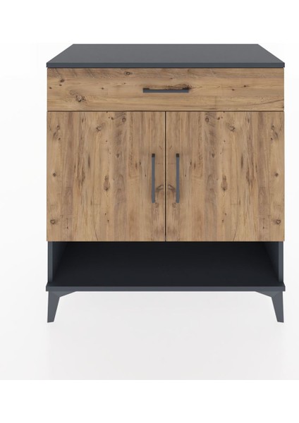 Hyperion Şifonyer Tek Raflı Tek Çekmeceli 2 Kapaklı 88X44X96 Antrasit-Çam