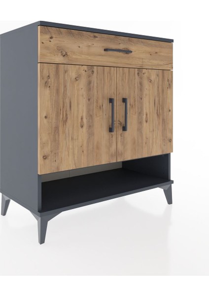 Hyperion Şifonyer Tek Raflı Tek Çekmeceli 2 Kapaklı 88X44X96 Antrasit-Çam fiyatları