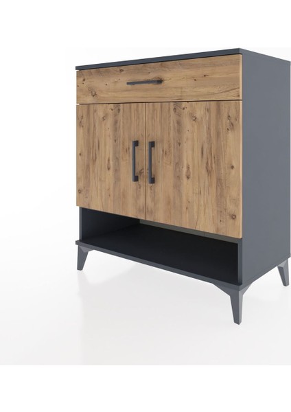 Hyperion Şifonyer Tek Raflı Tek Çekmeceli 2 Kapaklı 88X44X96 Antrasit-Çam modelleri