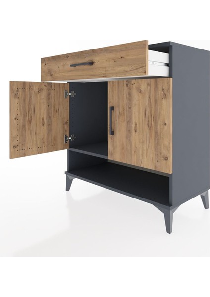 Hyperion Şifonyer Tek Raflı Tek Çekmeceli 2 Kapaklı 88X44X96 Antrasit-Çam fırsatları