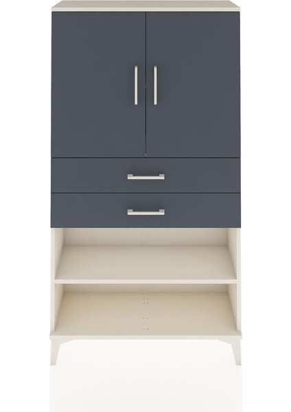 Arges Dolap 3 Raflı 2 Çekmeceli 2 Kapaklı 88X30X163 Aytaşı-Antrasit