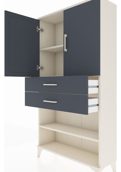 Arges Dolap 3 Raflı 2 Çekmeceli 2 Kapaklı 88X30X163 Aytaşı-Antrasit indirimleri