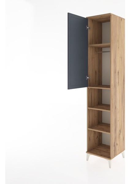 Hyperion Dolap 4 Raflı Tek Kapaklı Tek Askılı 44X44X221 Çam-Antrasit fırsatları