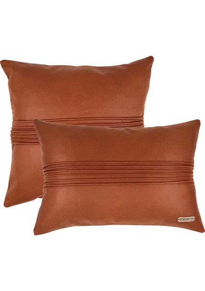 Etiyopya Serisi 2'li Kırlent Kılıfı Seti - Kiremit / 43x43cm - 50x30cm