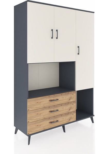 Hyperion Dolap 6 Raflı 3 Çekmeceli 3 Kapaklı 132X44X195 Antrasit-Aytaşı/çam fiyatları