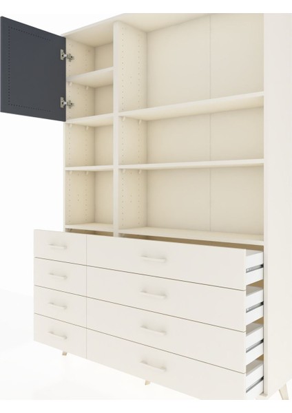 Arges Dolap 7 Raflı 8 Çekmeceli Tek Kapaklı 132X30X195 Aytaşı-Antrasit/aytaşı fırsatları