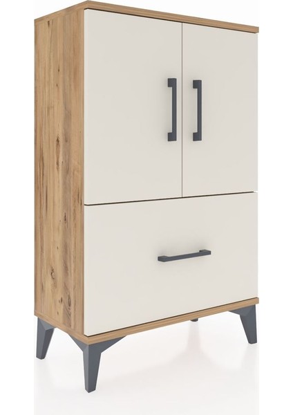 Arges Komodin 2 Raflı Tek Çekmeceli 2 Kapaklı 60X30X96 Çam-Aytaşı fiyatları