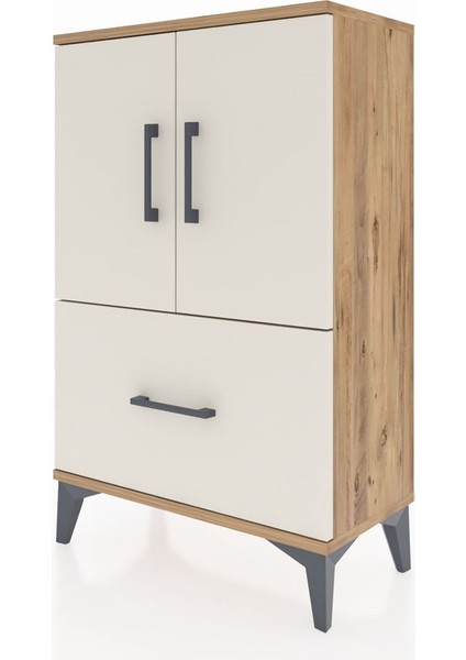 Arges Komodin 2 Raflı Tek Çekmeceli 2 Kapaklı 60X30X96 Çam-Aytaşı modelleri