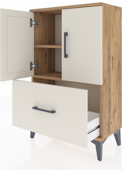 Arges Komodin 2 Raflı Tek Çekmeceli 2 Kapaklı 60X30X96 Çam-Aytaşı fırsatları