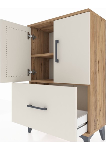 Arges Komodin 2 Raflı Tek Çekmeceli 2 Kapaklı 60X30X96 Çam-Aytaşı indirimleri