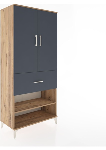 Hyperion Dolap 4 Raflı Tek Çekmeceli 2 Kapaklı 88X44X195 Çam-Antrasit fiyatları