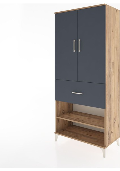 Hyperion Dolap 4 Raflı Tek Çekmeceli 2 Kapaklı 88X44X195 Çam-Antrasit modelleri