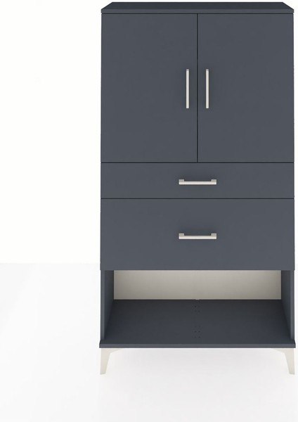 Arges Dolap 3 Raflı 2 Çekmeceli 2 Kapaklı 88X30X163 Antrasit-Antrasit