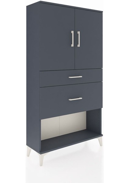 Arges Dolap 3 Raflı 2 Çekmeceli 2 Kapaklı 88X30X163 Antrasit-Antrasit fiyatları