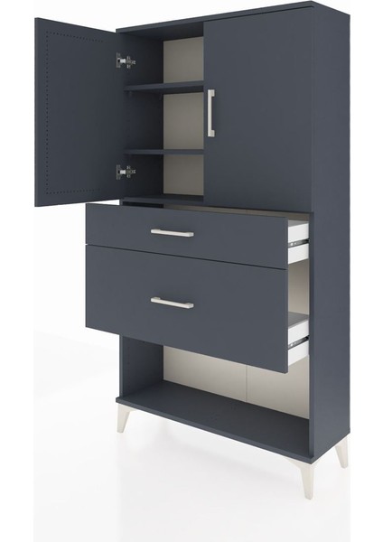Arges Dolap 3 Raflı 2 Çekmeceli 2 Kapaklı 88X30X163 Antrasit-Antrasit fırsatları