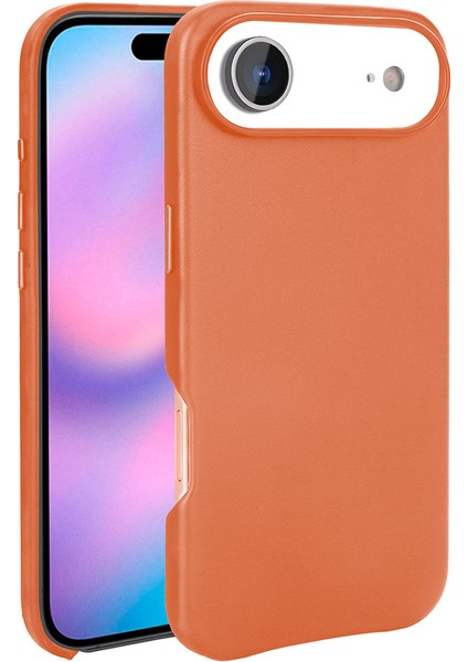 iPhone 17 Air Kılıf M-Safe Şarj Özellikli Pu Deri Görünümlü Gkm Kupra Kapak - Turuncu