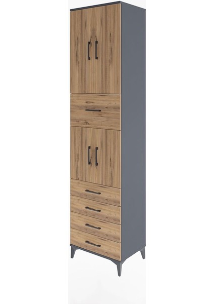 Hyperion Dolap 3 Raflı 5 Çekmeceli 4 Kapaklı 60X44X243 Antrasit-Çam modelleri