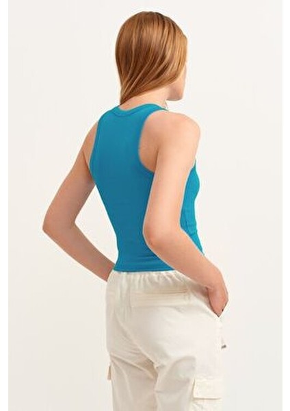 Kadın Örme Atlet Nefes Alabilir Fitilli Halter Yaka 3'lü Paket %95 Pamuk