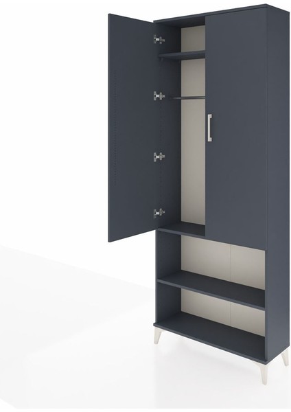 Arges Dolap 3 Raflı 2 Kapaklı Tek Askılı 88X30X221 Antrasit-Antrasit fırsatları
