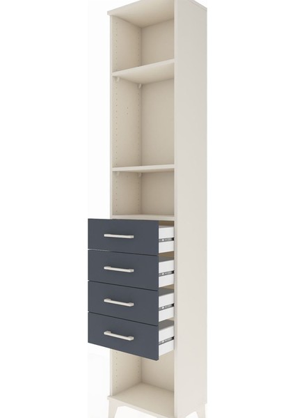 Arges Dolap 3 Raflı 4 Çekmeceli 44X30X221 Aytaşı-Antrasit indirimleri