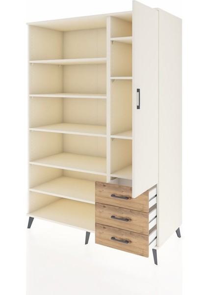 Kronos Dolap 9 Raflı 3 Çekmeceli Tek Kapaklı 132X59X195 Aytaşı-Aytaşı/çam modelleri