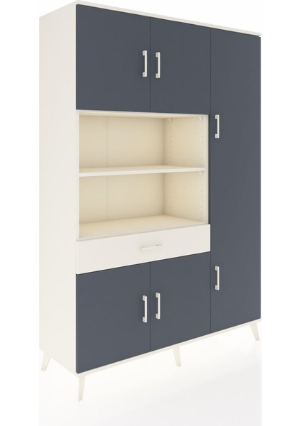 Hyperion Dolap 10 Raflı Tek Çekmeceli 6 Kapaklı 132X44X195 Aytaşı-Antrasit/aytaşı fiyatları