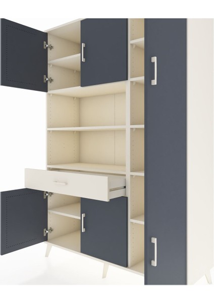 Hyperion Dolap 10 Raflı Tek Çekmeceli 6 Kapaklı 132X44X195 Aytaşı-Antrasit/aytaşı fırsatları