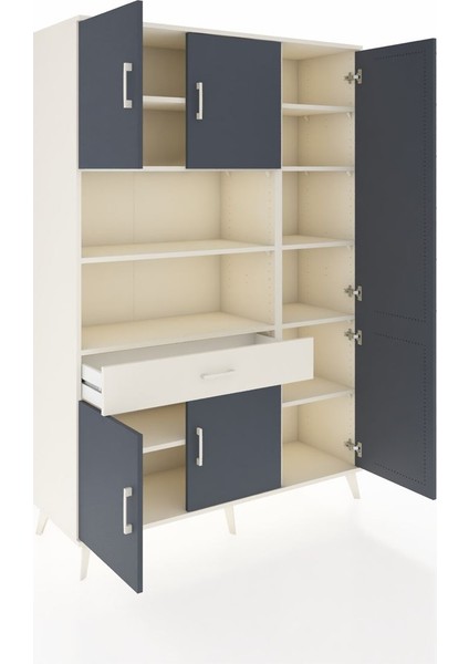 Hyperion Dolap 10 Raflı Tek Çekmeceli 6 Kapaklı 132X44X195 Aytaşı-Antrasit/aytaşı indirimleri