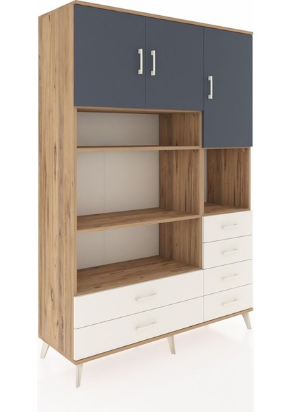 Hyperion Dolap 9 Raflı 6 Çekmeceli 3 Kapaklı 132X44X195 Çam-Antrasit/aytaşı fiyatları