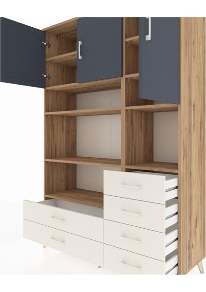 Hyperion Dolap 9 Raflı 6 Çekmeceli 3 Kapaklı 132X44X195 Çam-Antrasit/aytaşı fırsatları