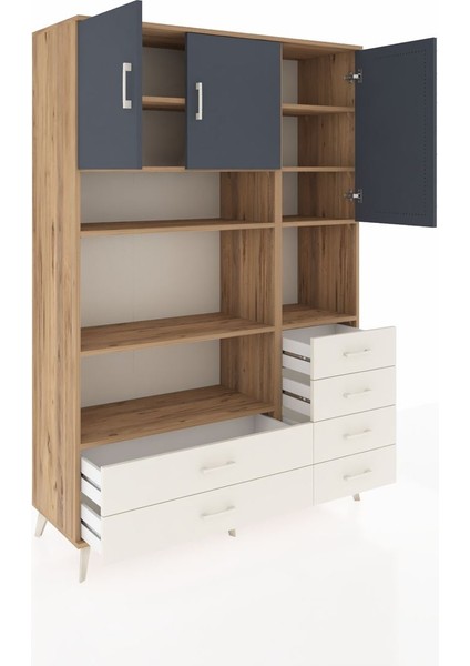 Hyperion Dolap 9 Raflı 6 Çekmeceli 3 Kapaklı 132X44X195 Çam-Antrasit/aytaşı indirimleri