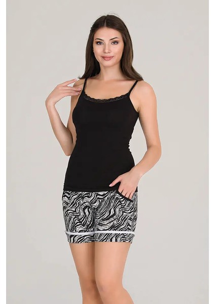 Lady Lingerie Siyah Beyaz 3 Lü Bayan Şort Pijama Takımı fiyatları