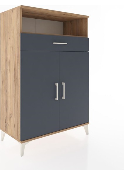 Hyperion Dolap 3 Raflı Tek Çekmeceli 2 Kapaklı 88X44X134 Çam-Antrasit fiyatları