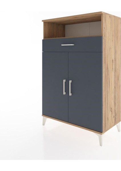 Hyperion Dolap 3 Raflı Tek Çekmeceli 2 Kapaklı 88X44X134 Çam-Antrasit modelleri