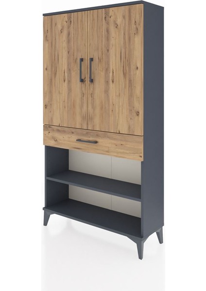 Arges Dolap 4 Raflı Tek Çekmeceli 2 Kapaklı 88X30X163 Antrasit-Çam modelleri