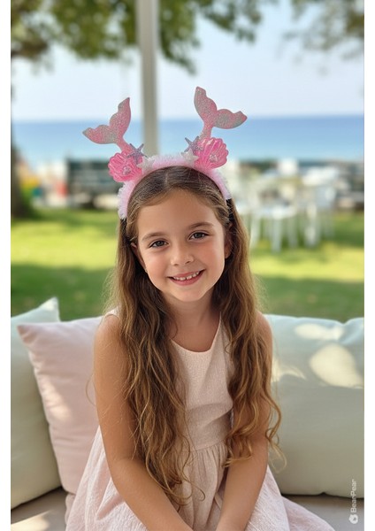 Mermaid Konsept Double Tail Deniz Kızı Kız Çocuk Taç Kutlama Parti Tacı Pembe modelleri