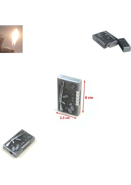 Tüfek Kabartmalı Gazla Çalışan Çakmak (1 Adet) (Ebat: 6 cm x 3,5 cm x 1,1 Cm) fiyatları