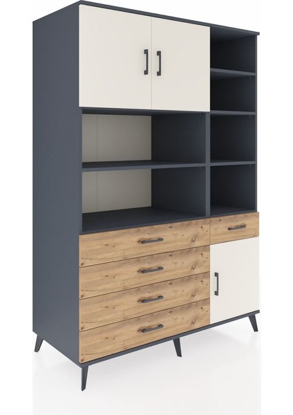 Kronos Dolap 9 Raflı 5 Çekmeceli 3 Kapaklı 132X59X195 Antrasit-Aytaşı/çam fiyatları