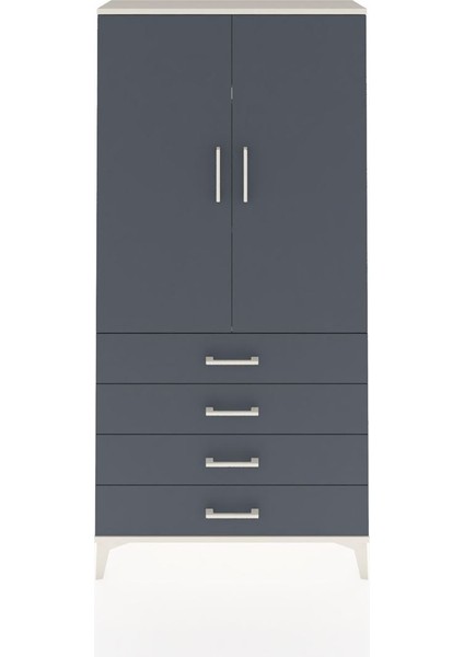 Arges Dolap 3 Raflı 4 Çekmeceli 2 Kapaklı 88X30X182 Aytaşı-Antrasit