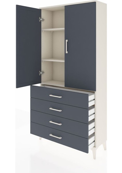 Arges Dolap 3 Raflı 4 Çekmeceli 2 Kapaklı 88X30X182 Aytaşı-Antrasit fırsatları