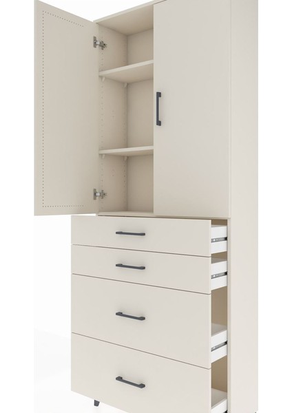 Arges Dolap 3 Raflı 4 Çekmeceli 2 Kapaklı 88X30X221 Aytaşı-Aytaşı indirimleri