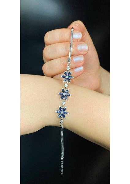 925 Ayar Gümüş Lacivert Lotus Set Kolye ve Bileklik - Anneler Günü, Doğum Günü, Yıl Dönümü fiyatları