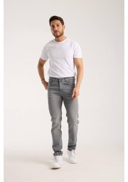 Erkek Pantolon Gri Regular Fit Fermuarlı Jeans fiyatları